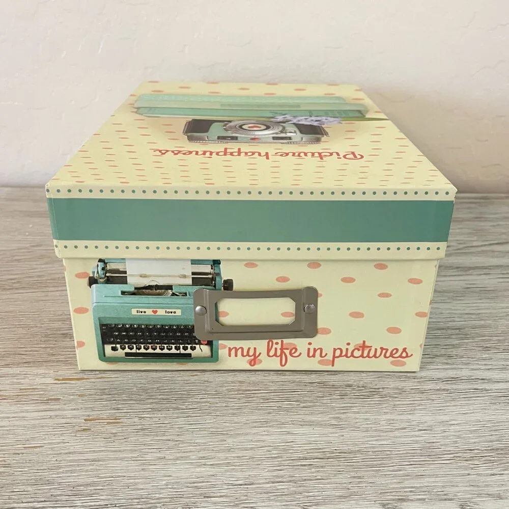 Storage Box Picture Happiness Camera Books Typewriter Flowers Photo